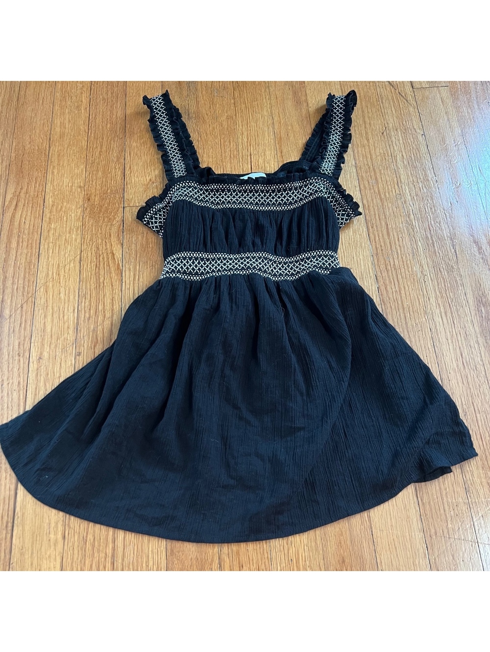 Y2K black boho whimsical babydoll top